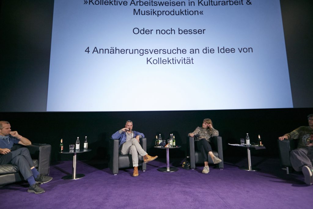 »Kollektive Arbeitsweisen in Kulturarbeit & Musikproduktion« / Talk @ Kino in der Kulturbrauerei – Photo: Phillip Zwanzig